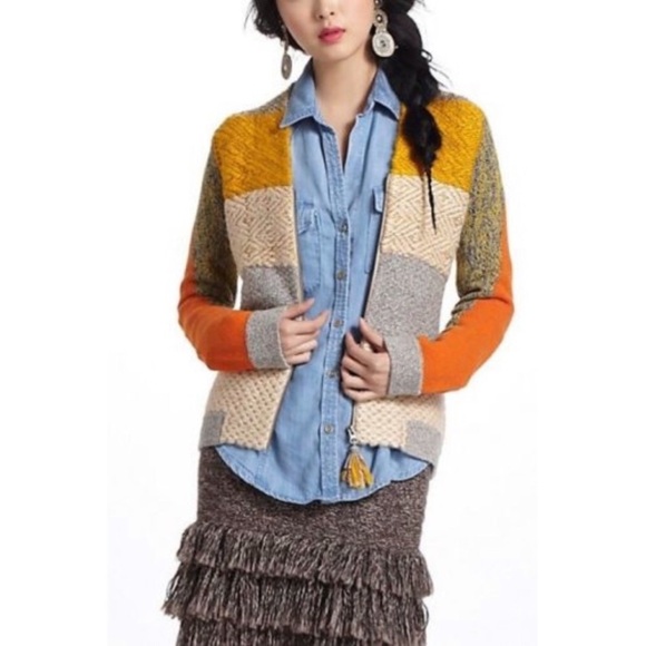ANTHROPOLOGIE Change of the Moon clementine stripe sweater - Picture 1 of 8